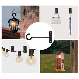 DUOLEIMI Ceiling Hooks, Set of 2, Hanging Hardware, Screw Hooks, Long, Hanging Planter, Lantern, Bracket, Plant, Wind Chime, Hanging (Black)