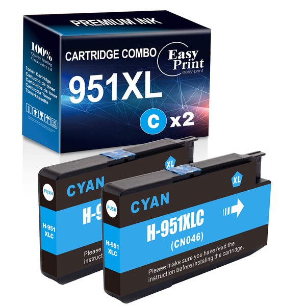 EASYPRINT Compatible (2xCyan) Ink Cartridges Replacement for HP 950xl 951xl