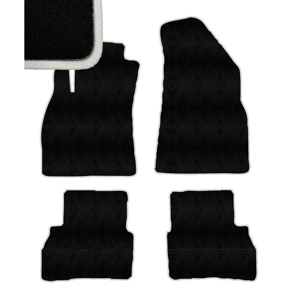White Edge Custom Fit Front & Rear Carpet Floor Mats,