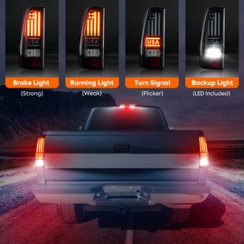 Tail Light + 3rd Brake Cargo Lamp for Chevy Silverado 1500 2500 1999-2002, 1500 2500 HD 2001-2002, GMC Sierra 1500 2500 1999-2003, Sierra 1500 2500 HD 01-03, High Mount Stop Light Rear LED Taillight