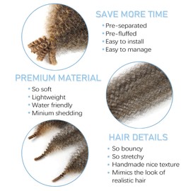 Marley Twist Braiding Hair 16 Inch 1B/27 Marley Hair for Faux Locs Soft Locs Spring Twist Hair Passion Twist Hair Butterfly Locs Cuban Afro Twist Hair Kinky Twist Braiding Hair Extensions(6 Packs,T27)