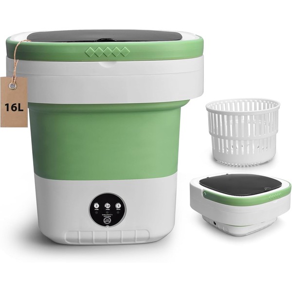 Portable Washing Machine, 16L Upgraded with Spin Basket Laundry Machine,