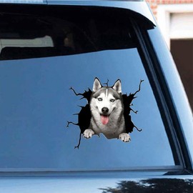 Zpahq Husky Car Sticker,Funny 3D Vinyl Waterproof Dog Auto Decals,for Wall Laptop Car Window Truck Bumper Refrigerator Stickers 11.8x11.8in