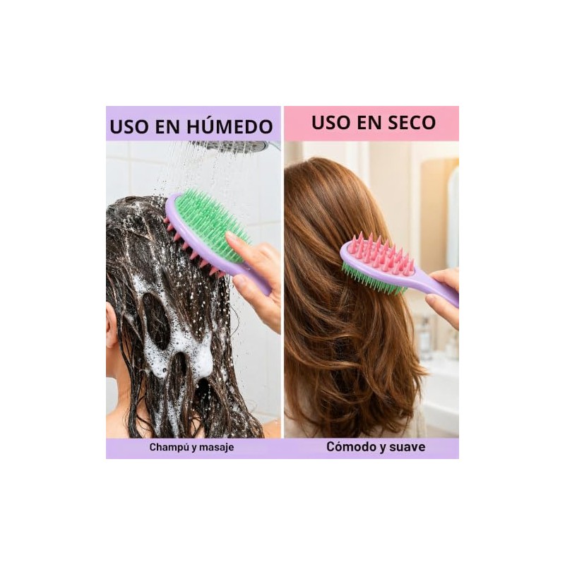 Cepillo de silicona para lavar el cabello, cepillo 2 en