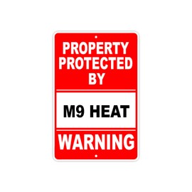 Protected by M9 Heat Gun Pistol Rifle Revolver Warning Ammo Aluminum 12"x18" Sign