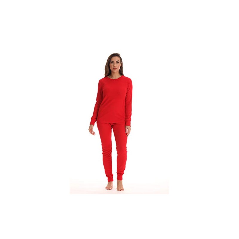 Just Love Conjunto de pijama térmico para mujer, Rojo, XL