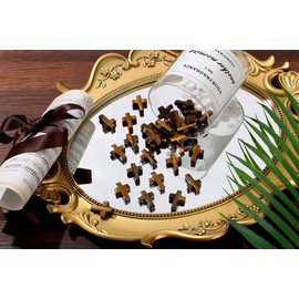 QINJIEJIE Pack of 20 Cross Crystals Stone Healing Crystal Tiger's Eye Easter Cross Gemstone Christian Crosses Gift Decoration Worry Stones Easter Crosses Gift