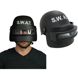 Nicky Bigs Novelties Adult Black S.W.A.T. Team Costume Helmet With Folding Face Mask Visor Black Costume Accessory
