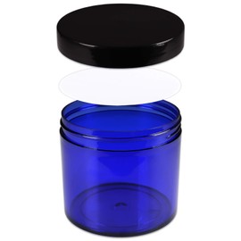 Beauticom® 10 oz. (300g /300ML) Thick Wall Round Leak Proof Clear Acrylic Jars with CLEAR Lids for Beauty, Cream, Salves, Scrubs (12 Pieces Jars + Lids, COBALT BLUE)