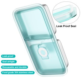 Hotbird Reusable Stainless Steel Snack Containers with Lids for Kids Todder Adults Double Compartment Grab and Go Food Storage Snackle Box Container,16 oz, 4 Pack, BPA Free