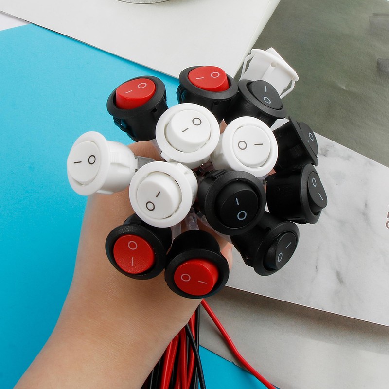 10pack On Off Switch,KCD1 Rocker Switch 2 Pin Mini Pre-Wired