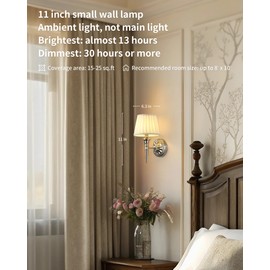 KDG Cordless Wall Sconces Set of 2, Small Wireless 5200mAh Rechargeable Battery Fabric LED Wall Lamps, Portables Lightings for Wall Painting, Living Room, Bedroom, Hallway, Gifts, Night Light (Nickel)