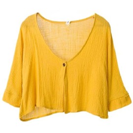 [1/2style] [Nibunnoichi Style] Bolero Cardigan, Spring, Summer, Autumn, Cotton, UV Cover, Women’s, yellow
