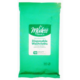 Generic (2 pack) Modess Basics Alcohol-Free Disposable Washcloths, (two -18 count packs) since 1920s