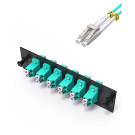 VANDESAIL 12 Fiber OM3/OM4 Patch Panel 6×Duplex LC Fiber Optic Coupler,LC UPC LGX Footprint Patch Panel with LC to LC Fiber Optic Adapter Connectors -Supports 1U Rack Systems