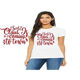 Christmas Holiday Tree Iron Patches for Clothing Fabric Heat Transfer Decals Appliques for Clothes T-Shirt Jackets Backpack Jeans DIY Vinyl Transfers Decoration Stickers (Santa Claus is Coming)