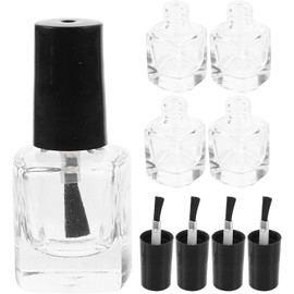 5 Piezas Botella de Esmalte de Uñas Vacía 5ml de Vidrio Cuadrada Pincel Interior, Transparente y Portátil, para Viaje y Recarga de Esmalte