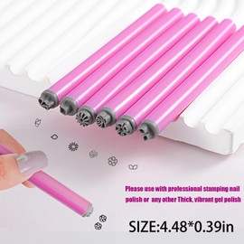 WOKOTO 6Pcs Nail Art Stamp Pen Set Flower Butterfly Leaves Nail Stamper Pen Nail Art Transfer Pen Design Tools Nail Stamping Pens Kit Nail Art Tool With Different Patterns Nail Art Tools For Women
