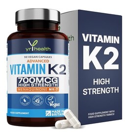 Vitamin K2 MK7 700mcg - 90 Vegan Capsules - High Strength, 90 Day Supply
