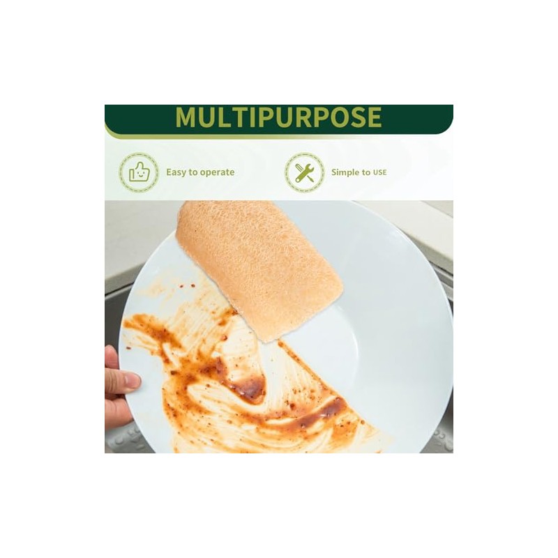 Esponja Luffa Natural, Multusos para baño y Cocina, Exfoliante