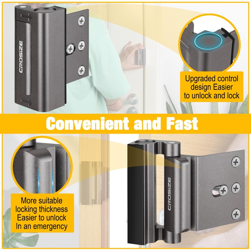 Home Security Door Lock, Upgraded Metal Door Reinforcement Lock, 3"