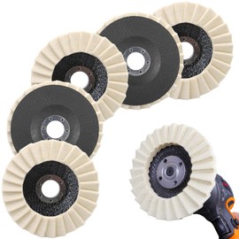125 mm Polishing Disc, Pack of 5 Flex Polishing Pads, Wool Felt Polishing Pads, Shiny Polishing Attachment for Sanding and Polishing Paint, Stainless Steel, Wood (Hole Diameter: 22 mm)