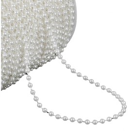 1 Roll 16.4Ft Faux Pearl Beads Garland, Pearl String with 5mm Pearls for Craft Wedding Party Home Christmas Tree Jewellery Making, White (5 m)