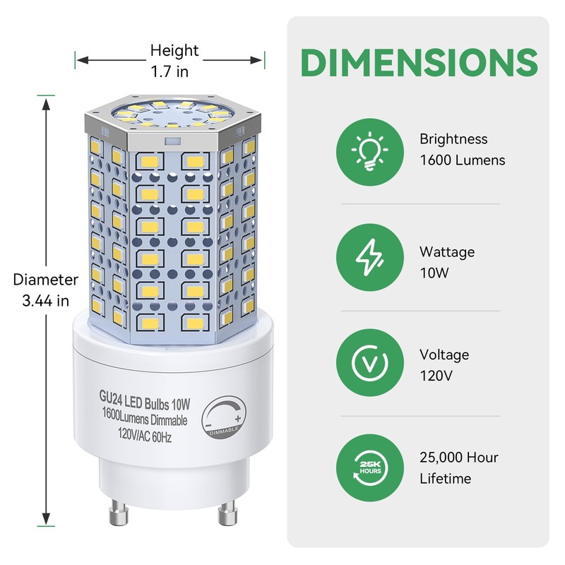 BMXKPO GU24 LED Light Bulb Dimmable 3000K Soft White,100W Equivalent,1600
