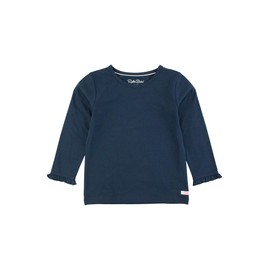 RuffleButts Dark Navy Knit Long Sleeve Ruffle Layering Tee - 5