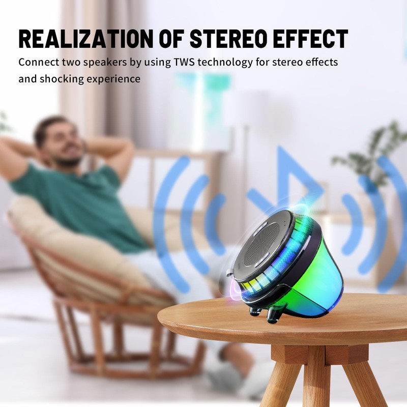 EMPERSTAR Floating Speaker for Pool with Colorful Lights, IPX7 Waterproof