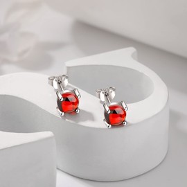 TIZU January Birthstone Stud Earrings for Girls Hypoallergenic 925 Sterling Silver Red Cubic Zirconia Earrings for Women Garnet Birthday Gift