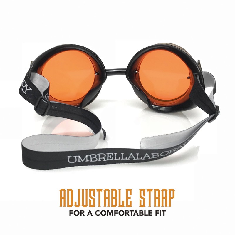 UMBRELLALABORATORY Steampunk Victorian Style Goggles with Neon Orange Spiral Diffraction