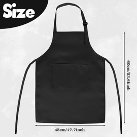 MEEZY 3 Pack Kids Apron with Pockets Adjustable Painting Apron Children Art Apron Toddler Chef Aprons for Kids Painting Cooking Crafts Baking (Black)