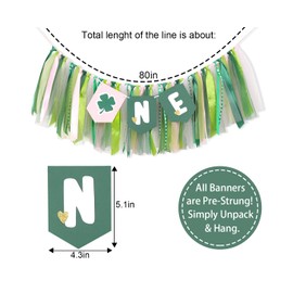 Lucky One 1st Birthday Girl High Chair Banner - St. Patrick's Day 1st Birthday Decorations for Girls, Pink Shamrock Highchair Banner, Girl Lucky One First Birthday Decor