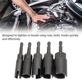 Leapiture 5 PCS Power Nut Driver 1/4inch Hex Shank Wing Nut Driver Slotted Wing Nut Socket Power Nut Driver for Electric Drill