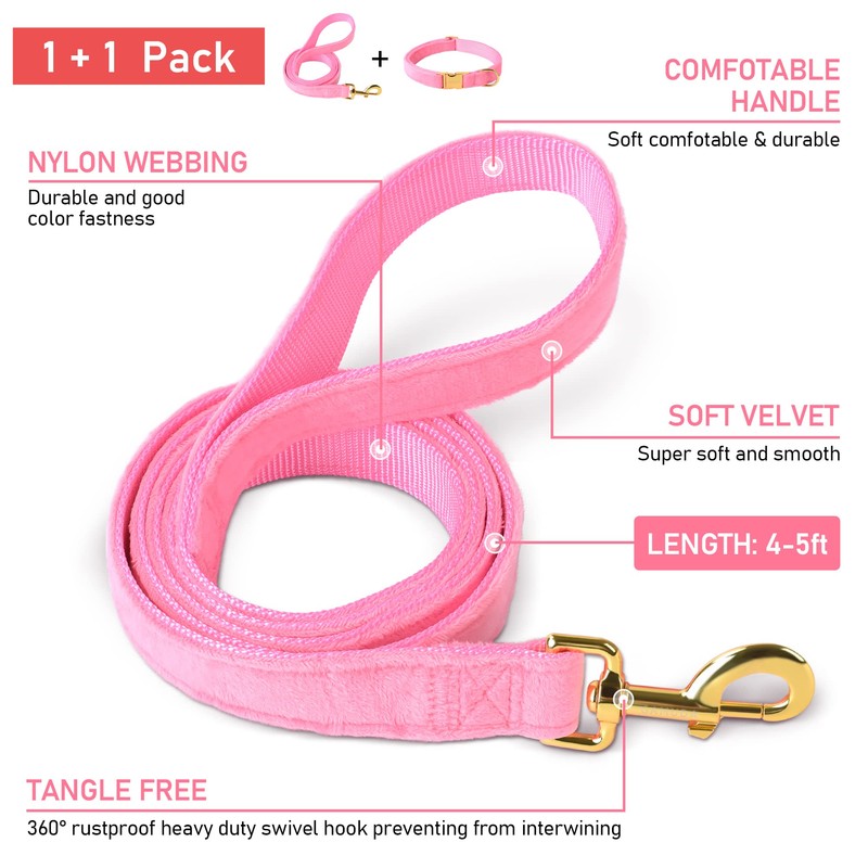 GAMUDA Collar y correa de terciopelo para perro, súper suave
