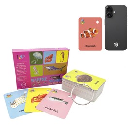 52 Pcs Toddler Ocean Animal Flash Card,Sight Words with Picture Kids Marine Animals Preschool Flash Cards Learning Activities with Ring(Marine Animals)