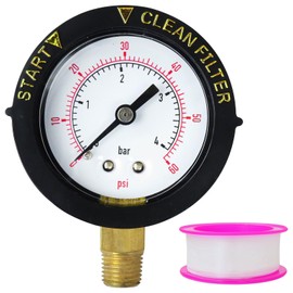 Qblahip Pool Filter Pressure Gauge 2" Dial 60psi 1/4" NPT Bottom Mount, Pool Pump Pressure Gauge Replacement for Swimming Pool, Spa and Aquarium Valve Filter