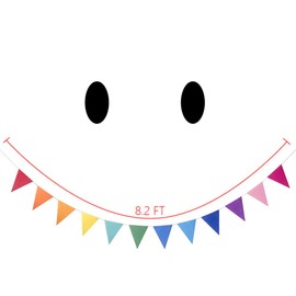 24 Pcs 16.4 Feet Pennant Banner Felt Bunting Fabric Flags Rainbow Decorations