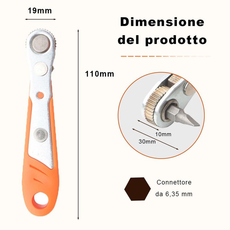 Voarge 1/4 Inch Magnetic Ratchet Wrench with 10 Screwdriver Bits