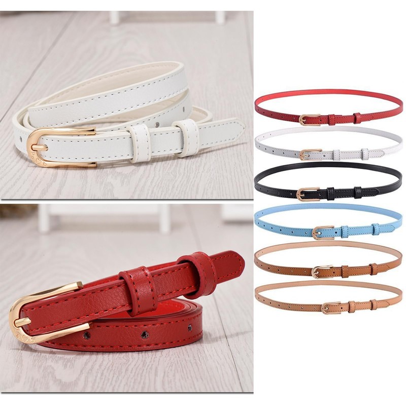 Skinny Leather Belt (Blue)