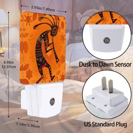 Jopowide Ethnic African Deity Night Light, Kokopelli Plug into Wall with Dusk to Dawn Light Sensors, Warm Nightlights for Bedroom, Bathroom,Hallway, Kitchen, Gifts Ideal for Boys Girls Women Men