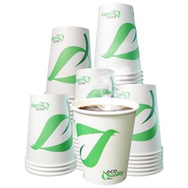 12 oz Compostable Paper Cups - Biodegradable Disposable White Paper Coffee Cups PLA Lined - Eco-friendly Hot and Cold Drinking Cups for Travel, Picnic, Party and Events (100)
