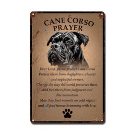 Ymyoo Metal Sign Tin Sign Vintage Wall Art Cane Corso Dog Prayer Funny Bathroom Wall Decor for Pub 6×8 Inches