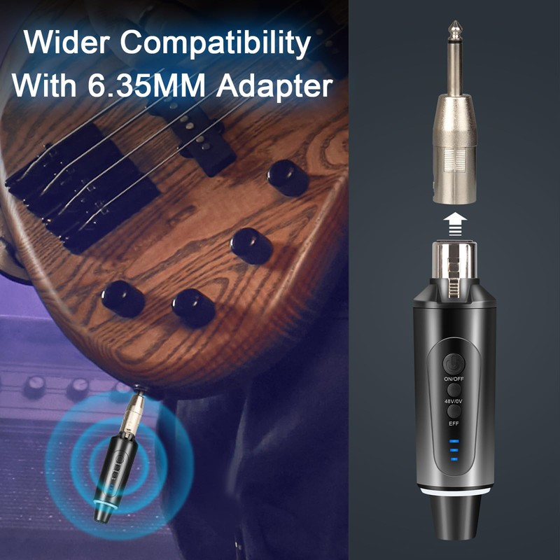 Depusheng S5 Wireless Guitar Transmitter Receiver with 2 Wireless XLR