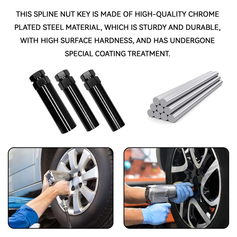 QKYS Large 6 Spline Lug Nut Socket, Wheel Lock Removal