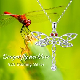 Dragonfly Necklace 925 Sterling Silver Celtic Knot Dragonfly Pendant Necklace Dragonfly Jewellery Gifts for Women Grils