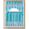 YHSF 3 Piece Rod Pocket Embroidered Kitchen Window Curtain Set