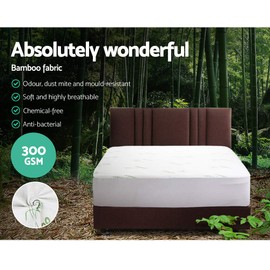 Giselle Bedding Mattress Protector, Bed Sheets Cover Waterproof Bamboo Protectors Home Bedroom Furniture, Hypoallergenic Breathable Washable Antibacterial Covers White