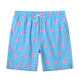 YuKaiChen Men's Swim Trunks Quick Dry Beach Swim Shorts Mesh Lining Board Shorts Swimwear Flamingo Swim Ring 34(XXL)